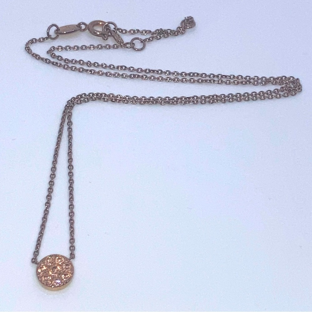Fossil Rose Gold-Tone Cz Flower Stainless Steel Necklace 18.4”